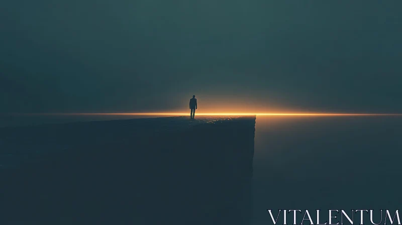 Man Silhouette at the Edge of the World