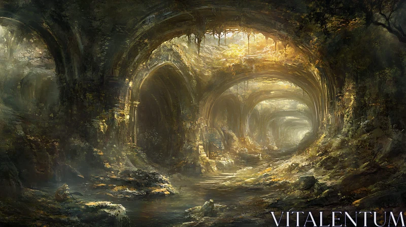 Stone Arches Tunnel with Moss