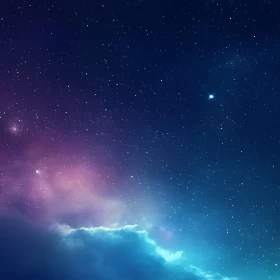 Celestial Starry Night with Soft Clouds