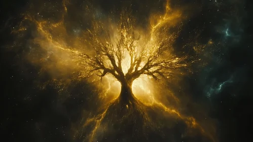 Celestial Tree Silhouette Artwork