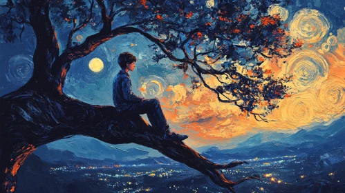 Contemplation Under the Starry Sky
