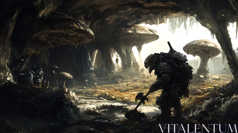 Fantasy Cave with Orc Warrior