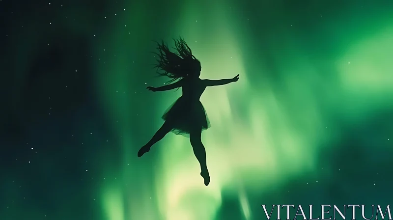 Silhouette in Emerald Sky