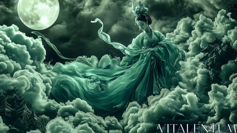 Lunar Serenity: A Woman's Night Journey