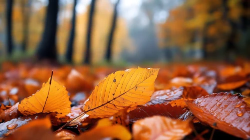 Fallen Leaves on Forest Floor
