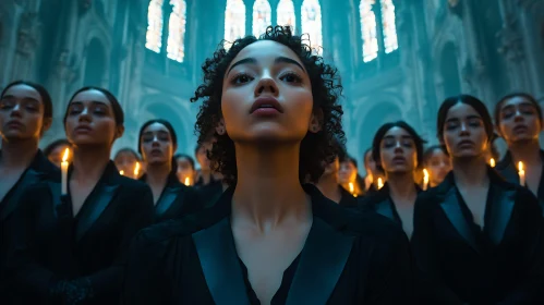 Monochrome Women with Candles