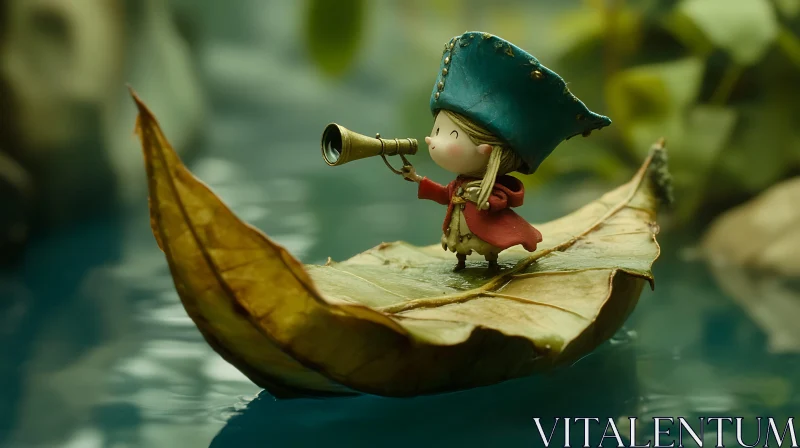 Miniature Sailor on a Leaf Vessel