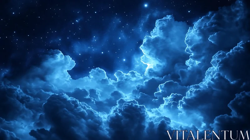 Starry Night Blue Cloudscape
