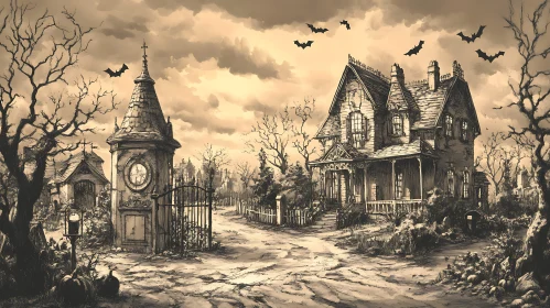 Vintage Gothic Halloween House