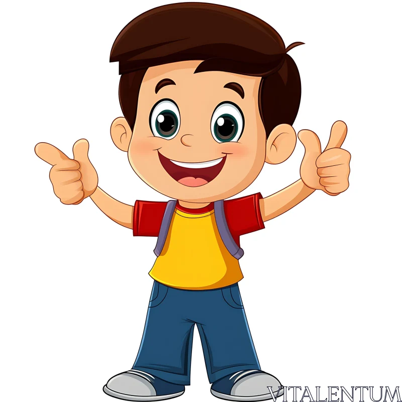 Happy Cartoon Boy Giving Approval