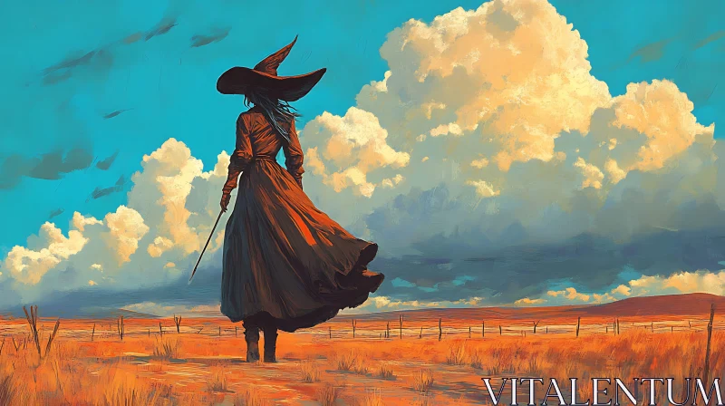 Enigmatic Witch in Open Field
