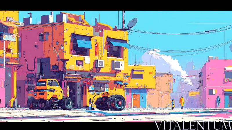 Urban Landscape in Pastel Tones