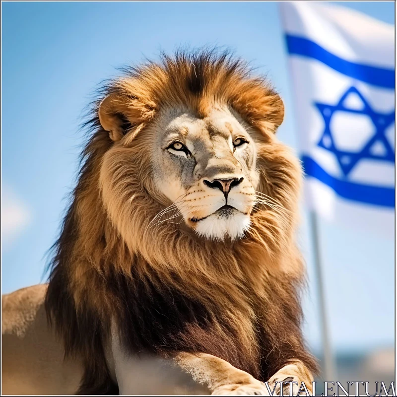Regal Lion with National Flag
