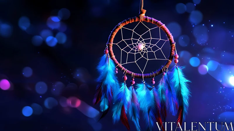 Dreamcatcher with Feathers and Bokeh Lights