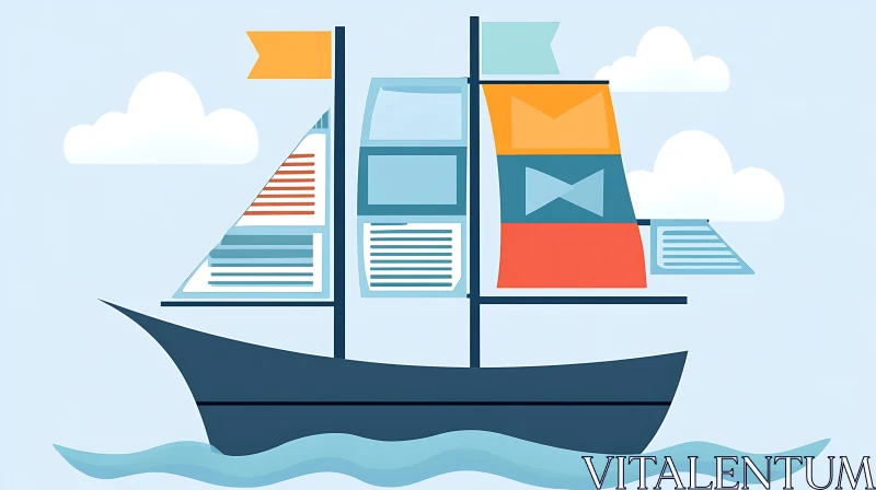 Abstract Boat on the Sea