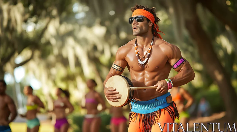 Tribal Drummer in Outdoor Performance