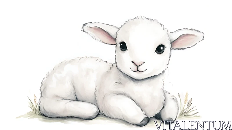 Resting Lamb: A Peaceful Illustration