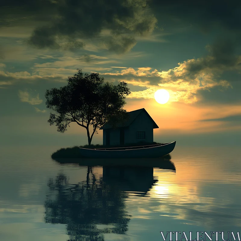 Floating House at Sunset