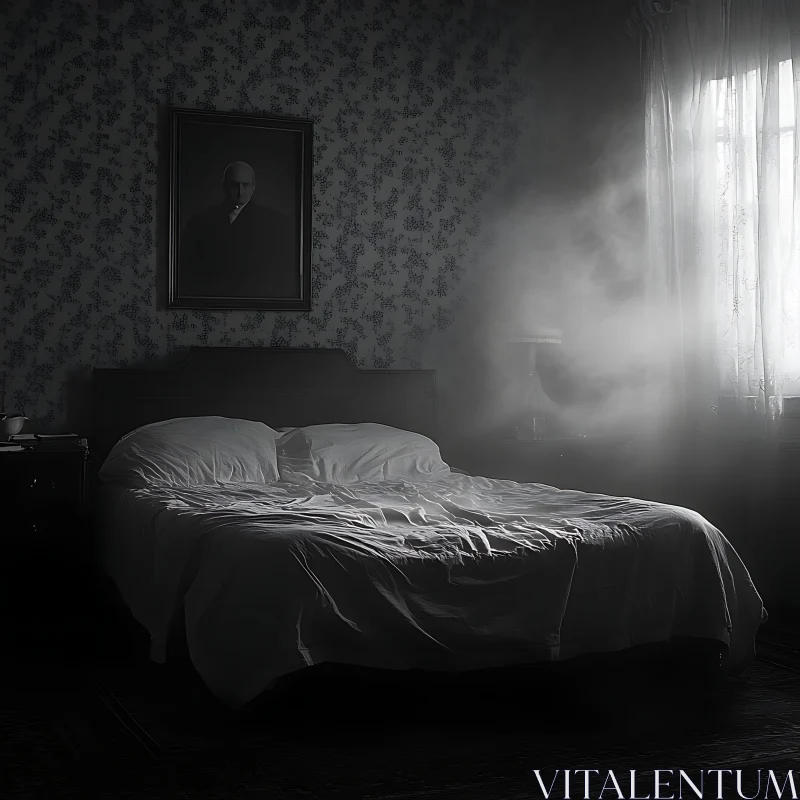 Foggy Bedroom with Antique Portrait
