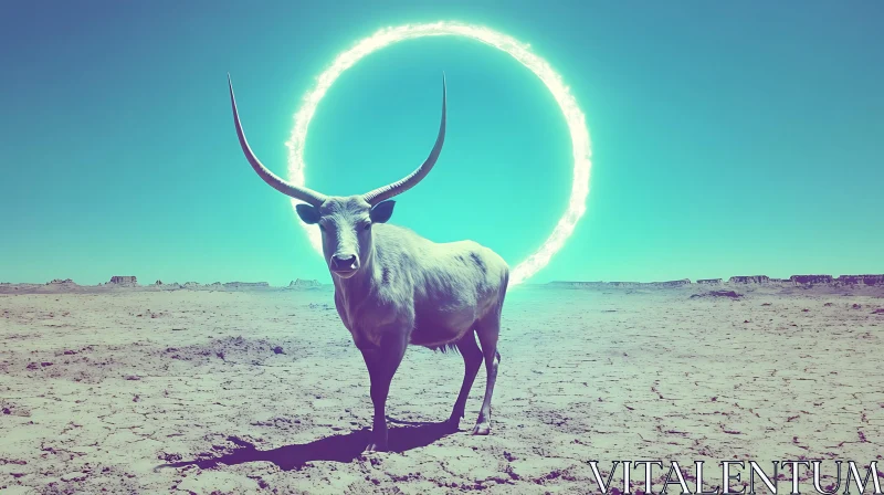 Surreal Antelope in Barren Desert