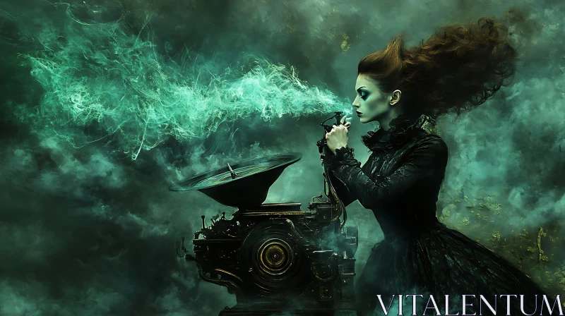 Woman and Steampunk Machine