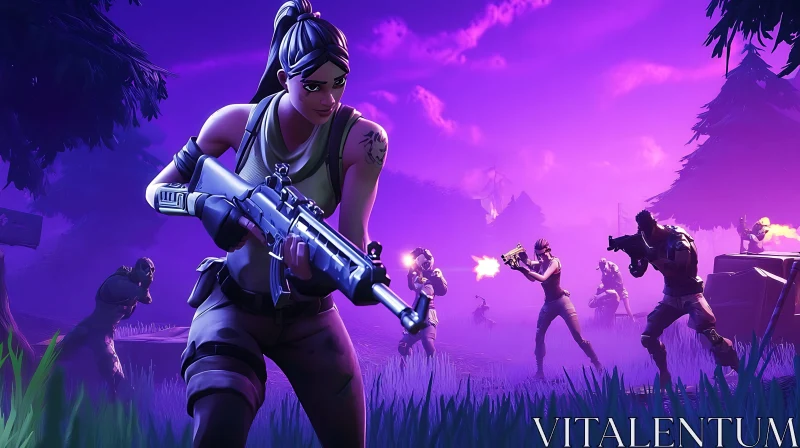 Warrior in Action-Packed Game Scene