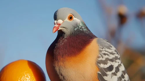 Urban Bird Close-Up with Fruit