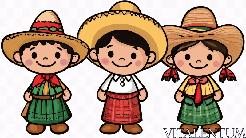 Traditional Mexican Kids Cartoon Art