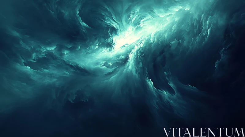 Swirling Teal Abstract Wave