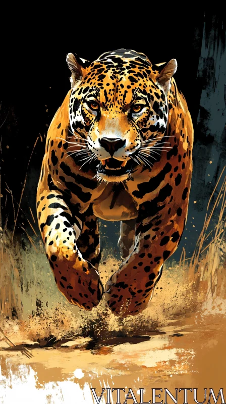 Leopard Charging Through Dust