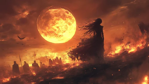 Fiery Moonlit Silhouette