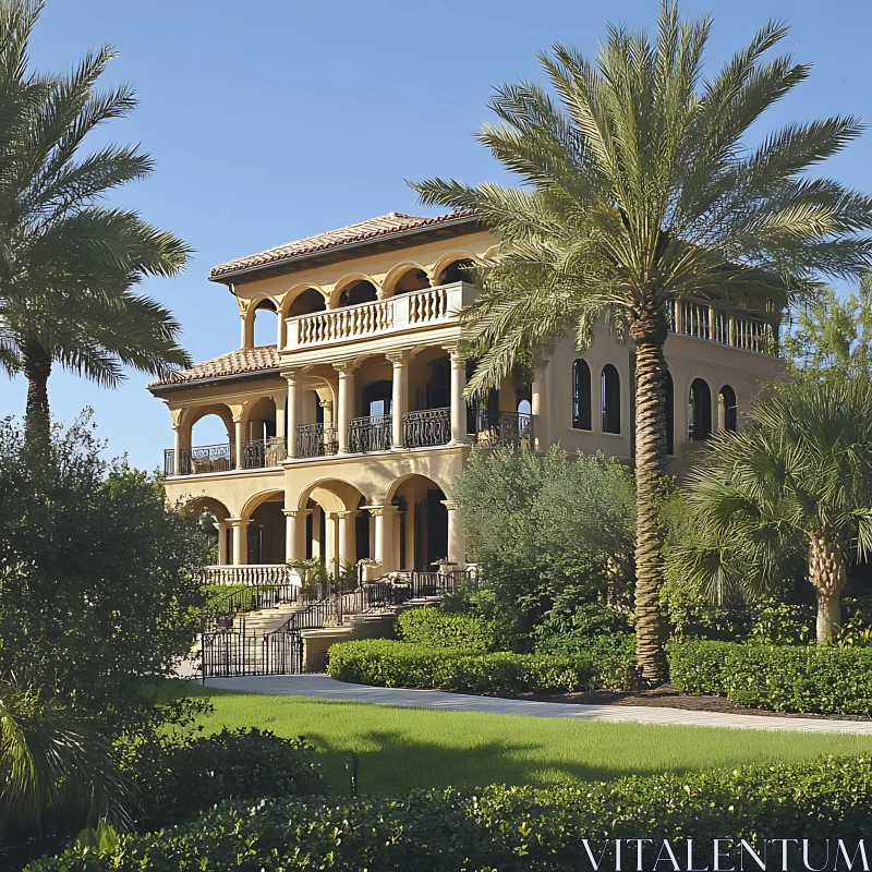 Elegant Mediterranean Villa Surrounded by Palm Trees