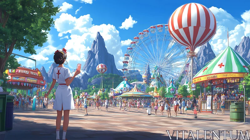 Colorful Day at the Amusement Park