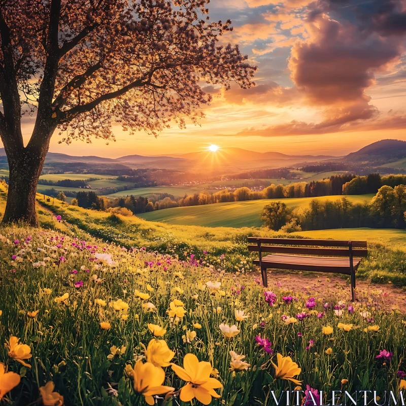 Field of Flowers at Sunset