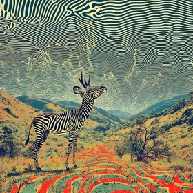 Zebra Antelope Hybrid in Surreal Landscape