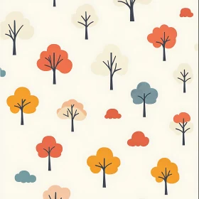 Colorful Trees Pattern on Light Background
