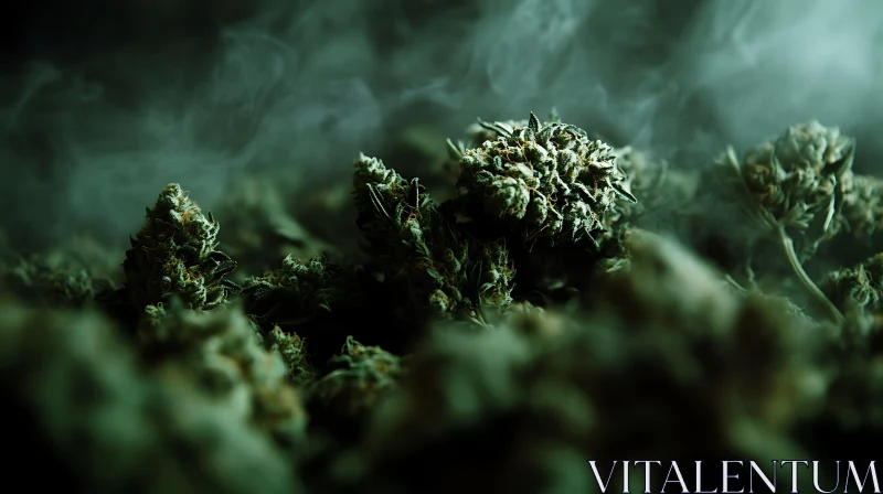 Close-Up of Cannabis with Smoke