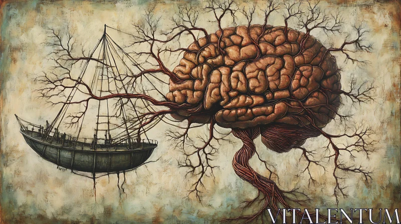 Conceptual Art: Ship and Brain Intertwined