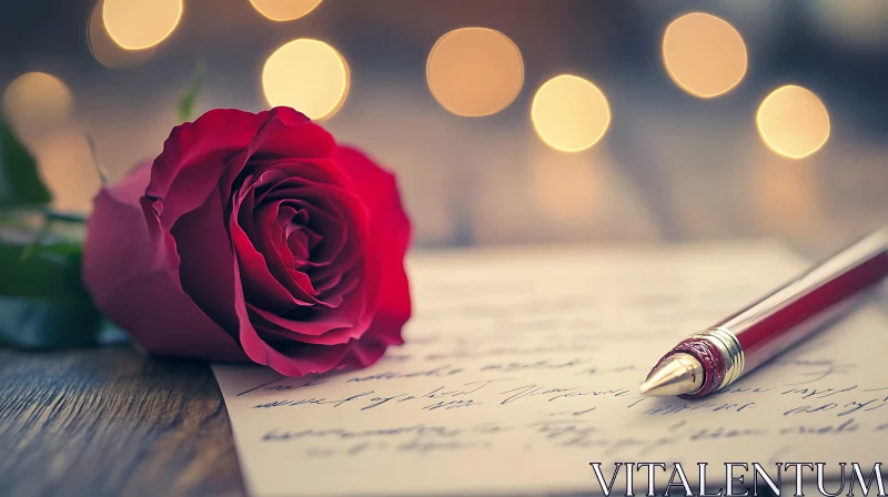 Crimson Rose and Handwritten Note