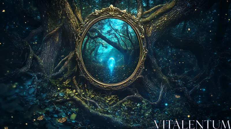 Mystical Forest Mirror: A Glimpse Beyond