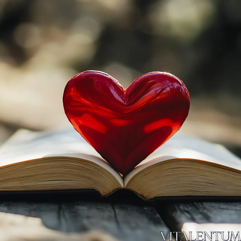 Crimson Heart Resting on Aged Book