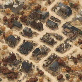 Old West Settlement Top-Down Perspective