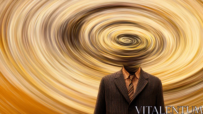 Surreal Man in Suit with Swirling Head