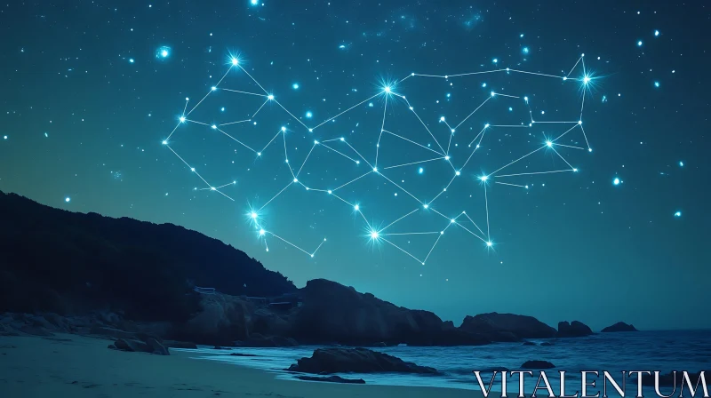 Night Sky Beach Constellation