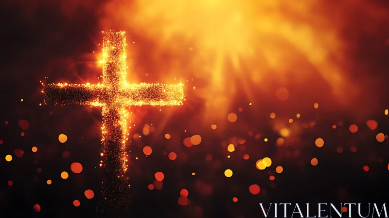 Radiant Cross with Bokeh Lights
