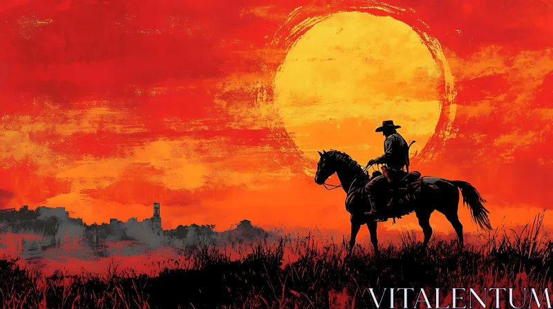 Silhouette of a Cowboy on Horseback