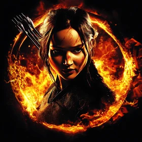 Woman with Arrows Surrounded by Fire