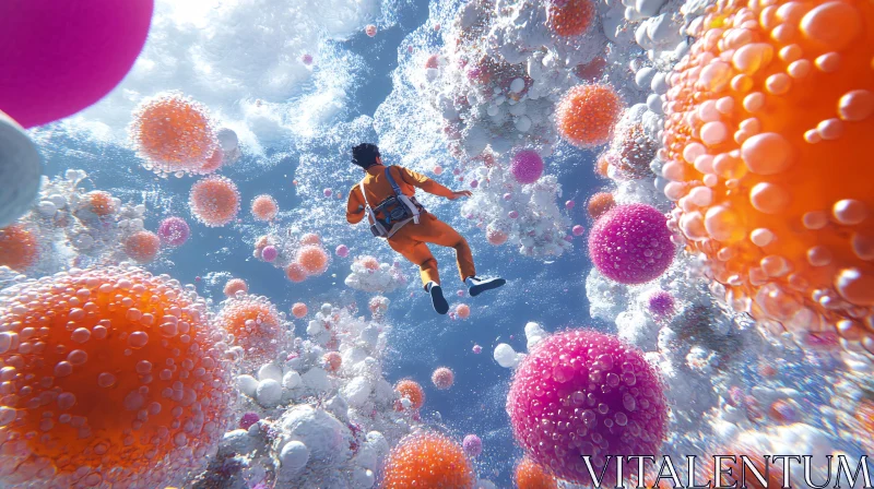 Man Floating in Bubble World