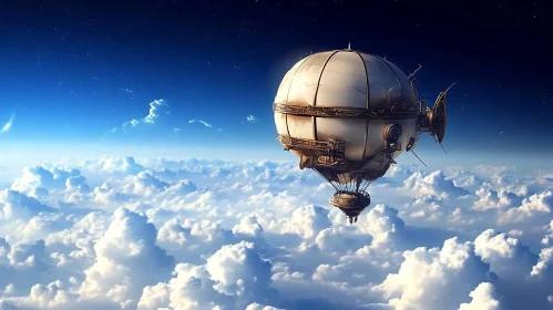 Vintage Airship in Sky