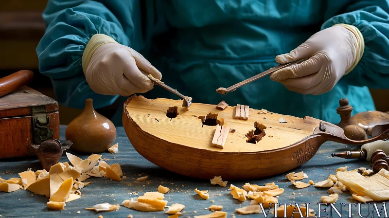 Craftsman Restoring Wooden Artifact